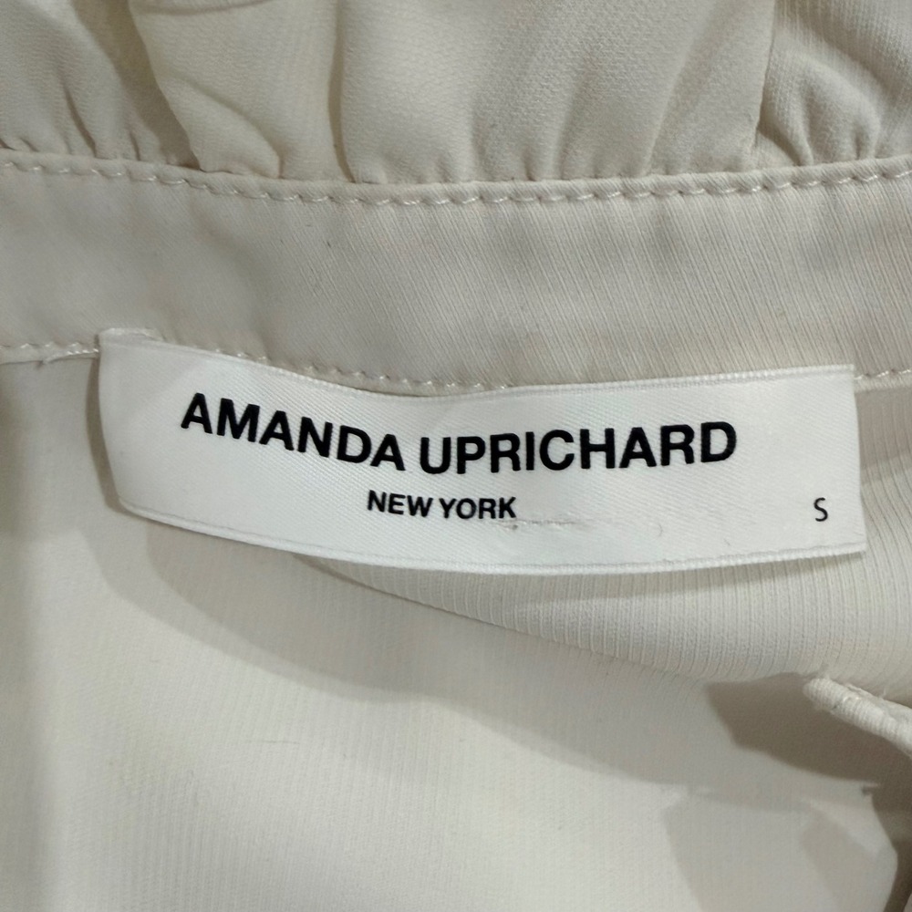 Amanda Uprichard Ivory Tiered Midi Dress Ruffle Neck Size S Coastal Minimalist - Picture 10 of 12